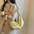 Korean Minimalist Crescent Crossbody Bag – Large Canvas Hobo Crossbody Hobo Bag Nixie BB-1492YELLOW