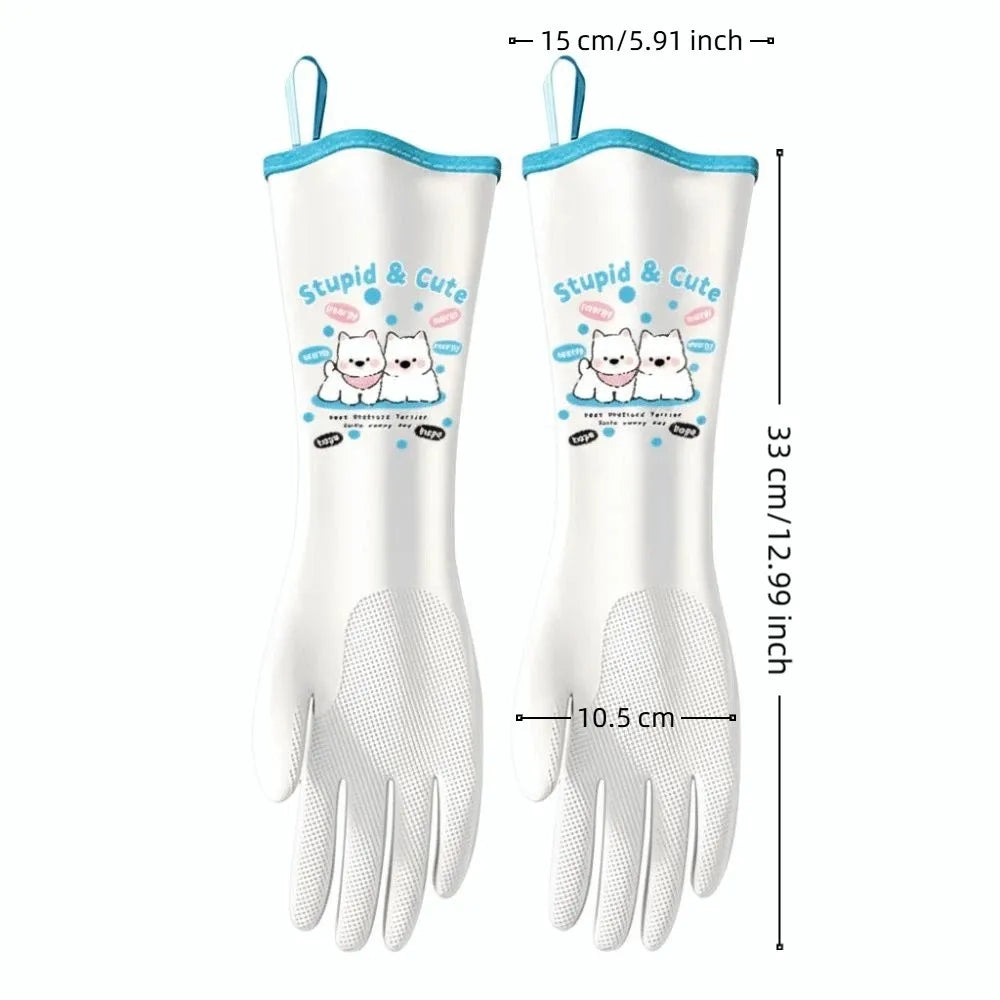 Thickened Latex Kitchen Cleaning Gloves – Waterproof Dishwashing