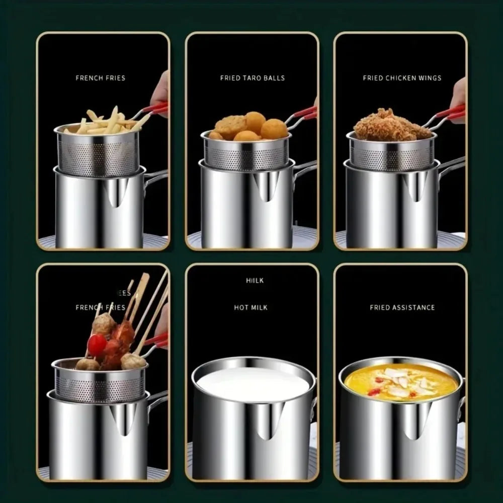 Mini Deep Fryer Pot with Basket – 304 Stainless Steel Deep Fryer Pot Nixie
