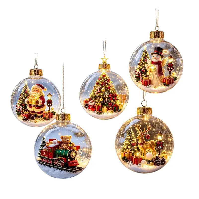 LED Luminous Christmas Crystal Ball Ornament – Santa & Snowman Christmas Ball Ornament Nixie