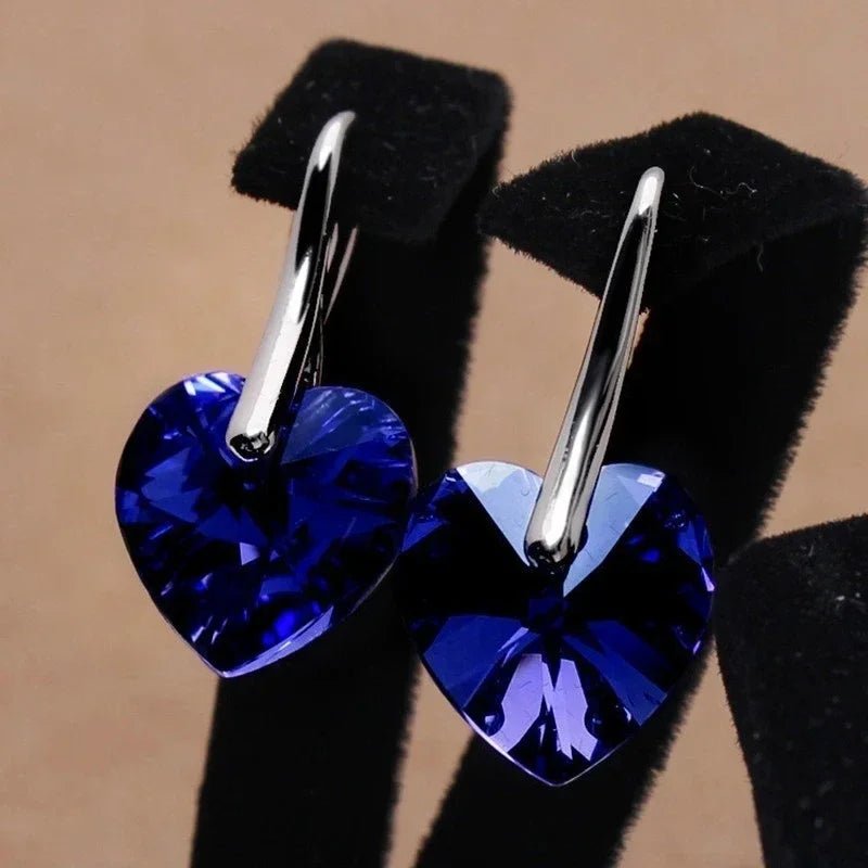 Crystal Heart Drop Earrings – Bridal Wedding Jewelry for Women Drop Earrings Nixie