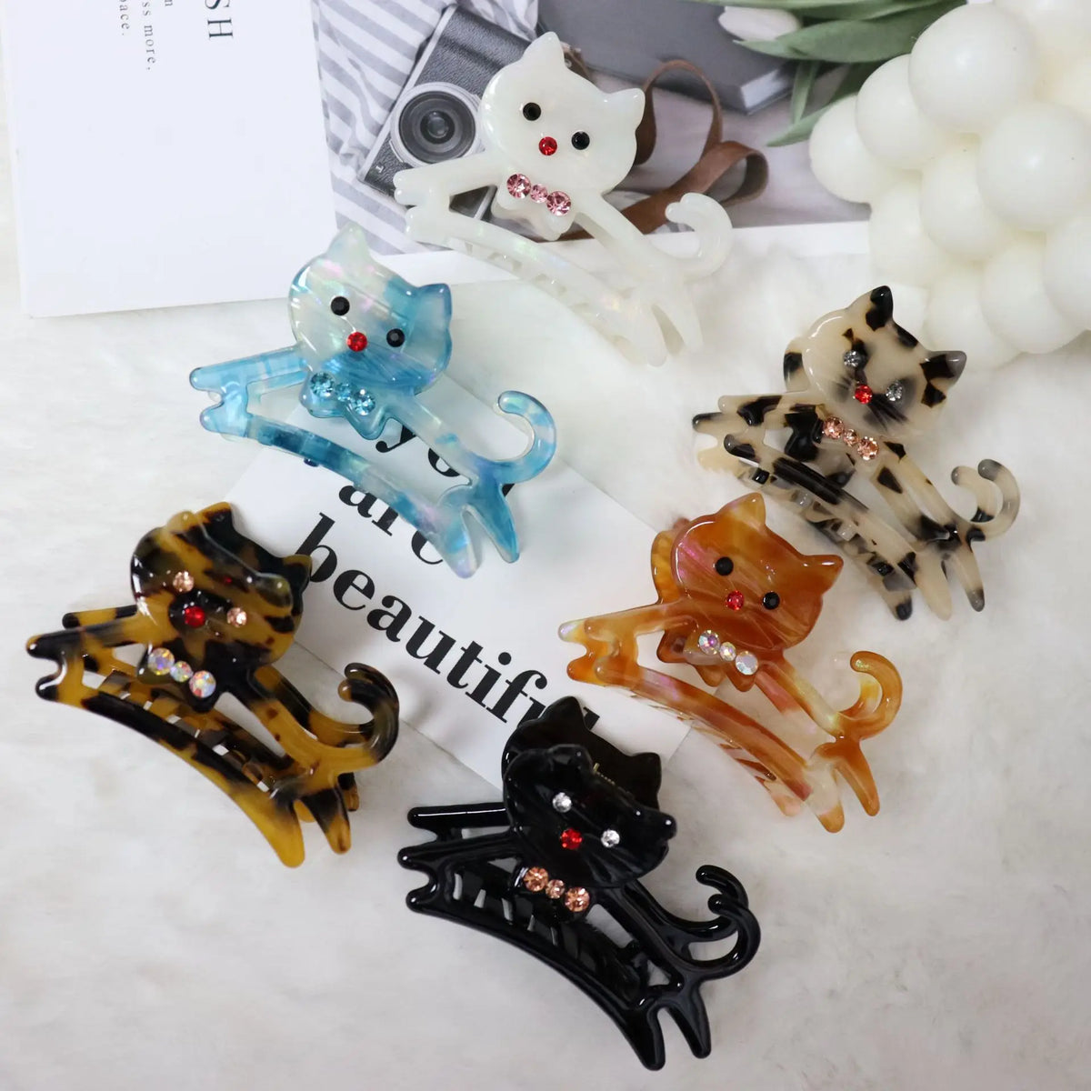 6cm Acetate Shark Hair Claw Clip with Rhinestones | Nixie Hair Claw Clip Nixie