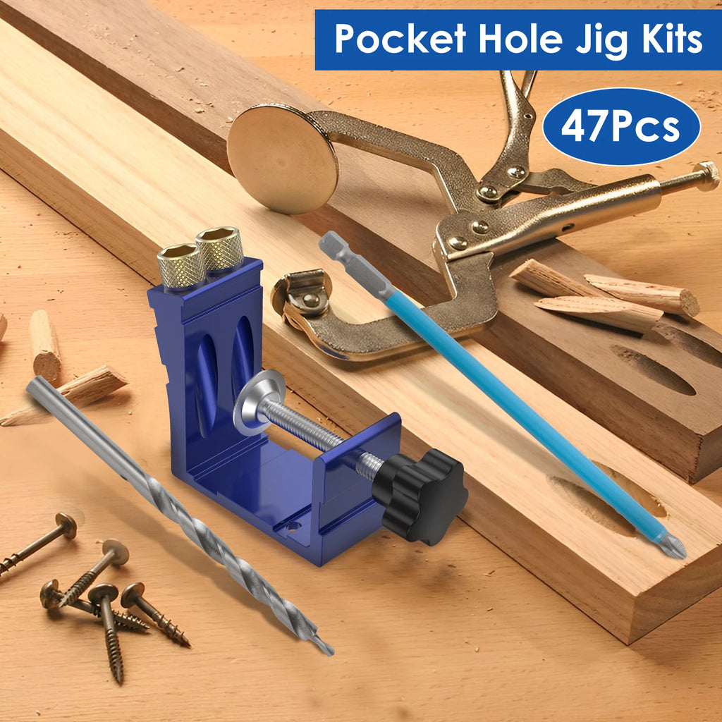 47-Pc Pocket Hole Jig Kit – 15° Angle Drill Guide for Woodworking Pocket Hole Jig Kit Nixie
