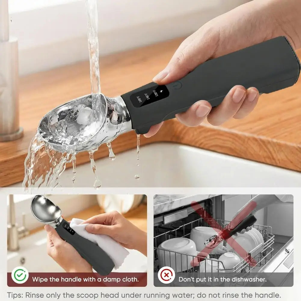 Electric Heated Ice Cream Scoop – LED Display & USB-C Rechargeable Electric Ice Cream Scoop Nixie
