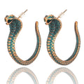Antique Green Cobra Stud Earrings – Punk Crystal Zinc Alloy Fashion Stud Earrings Nixie Antique Copper Plate