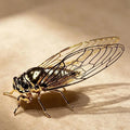 Gold-Plated Cicada Figurine Alloy Insect Sculpture Décor Gift Decorative Figurine Nixie Default Title