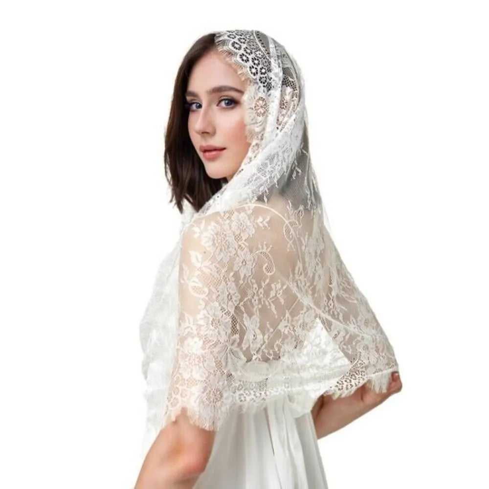 Elegant Floral Lace Shawl & Head Covering | Vintage Women's Scarf Lace Shawl Scarf Nixie