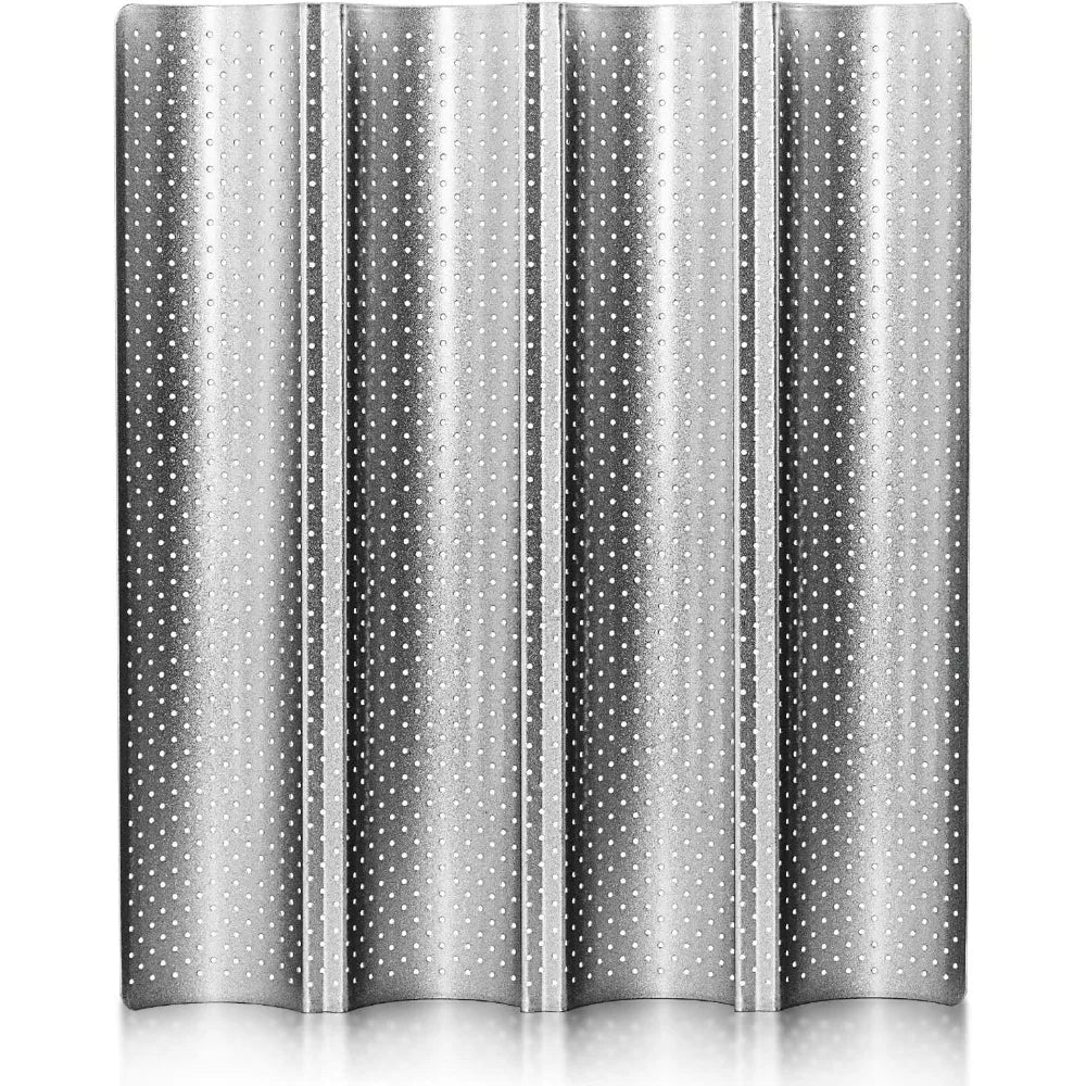 4-Loaf Nonstick Perforated Baguette Baking Pan | French Bread Tray Baguette Baking Pan Nixie