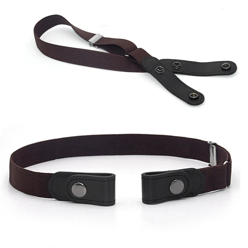 Buckle-Free Stretch Elastic Waist Belt for Women & Men Elastic Waist Belt Nixie Brown 1Pcs