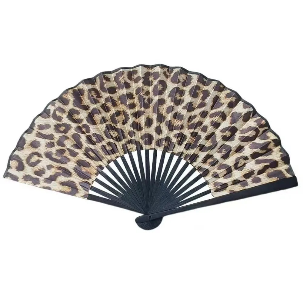 Gradient Folding Hand Fan 23cm | Reflective Leopard Rave Fan Folding Hand Fan Nixie Leopard print