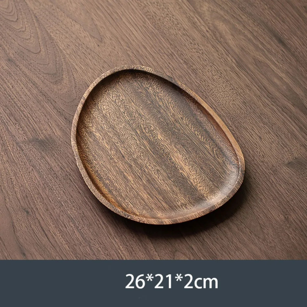 Walnut Wood Leaf Tea Tray – Serving Platter for Snacks & Fruit