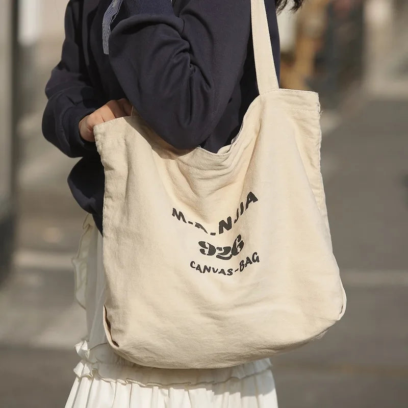 Women's Large Canvas Shoulder Bag – School & Commuter Tote