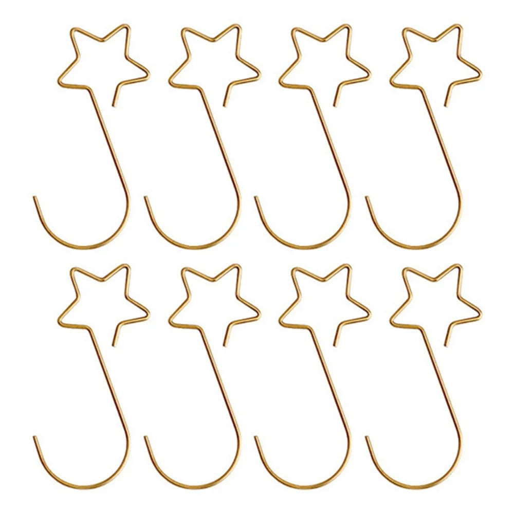 10Pcs Christmas Metal Star S-Hooks Tree Ornament Hangers Christmas Ornament Hooks Nixie Gold