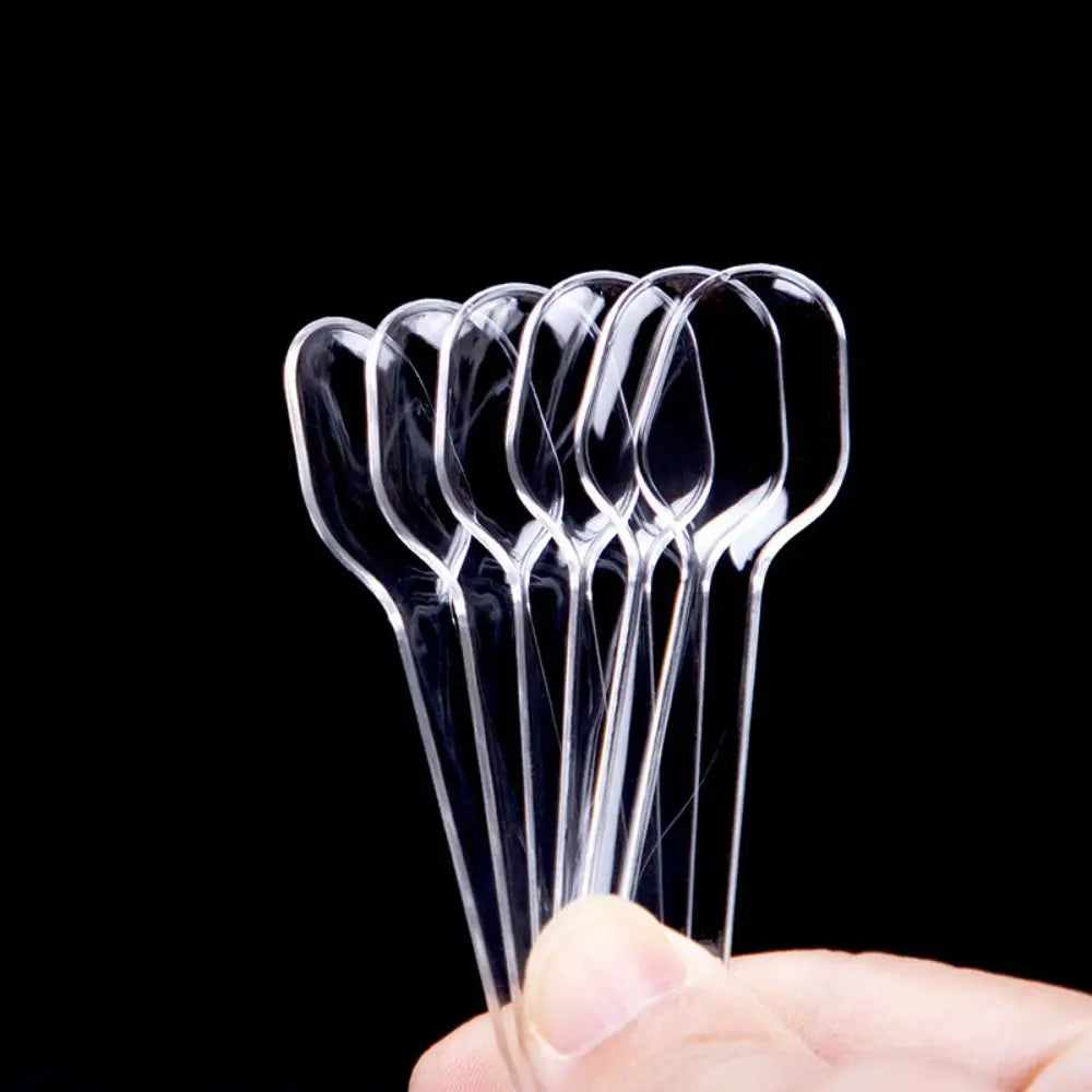 100Pcs Clear Disposable Mini Plastic Tasting Spoons – Party