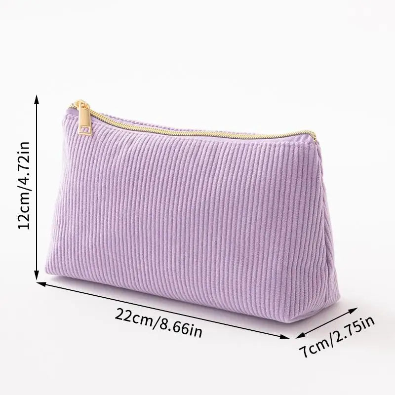 Corduroy Makeup Bag – Large Capacity Travel Cosmetic Organizer Cosmetic Travel Bag Nixie