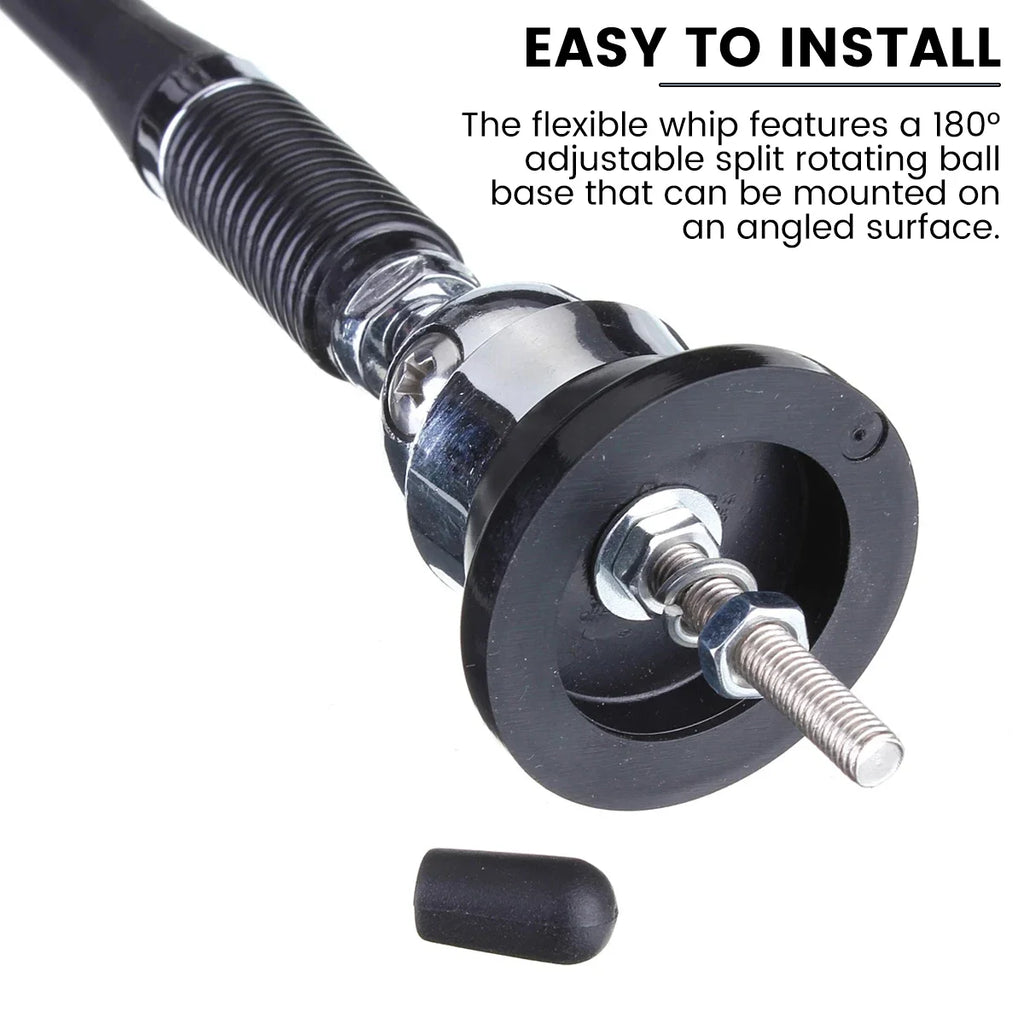 17" Flexible Rubber Car Roof AM/FM Radio Antenna & 51" Cable