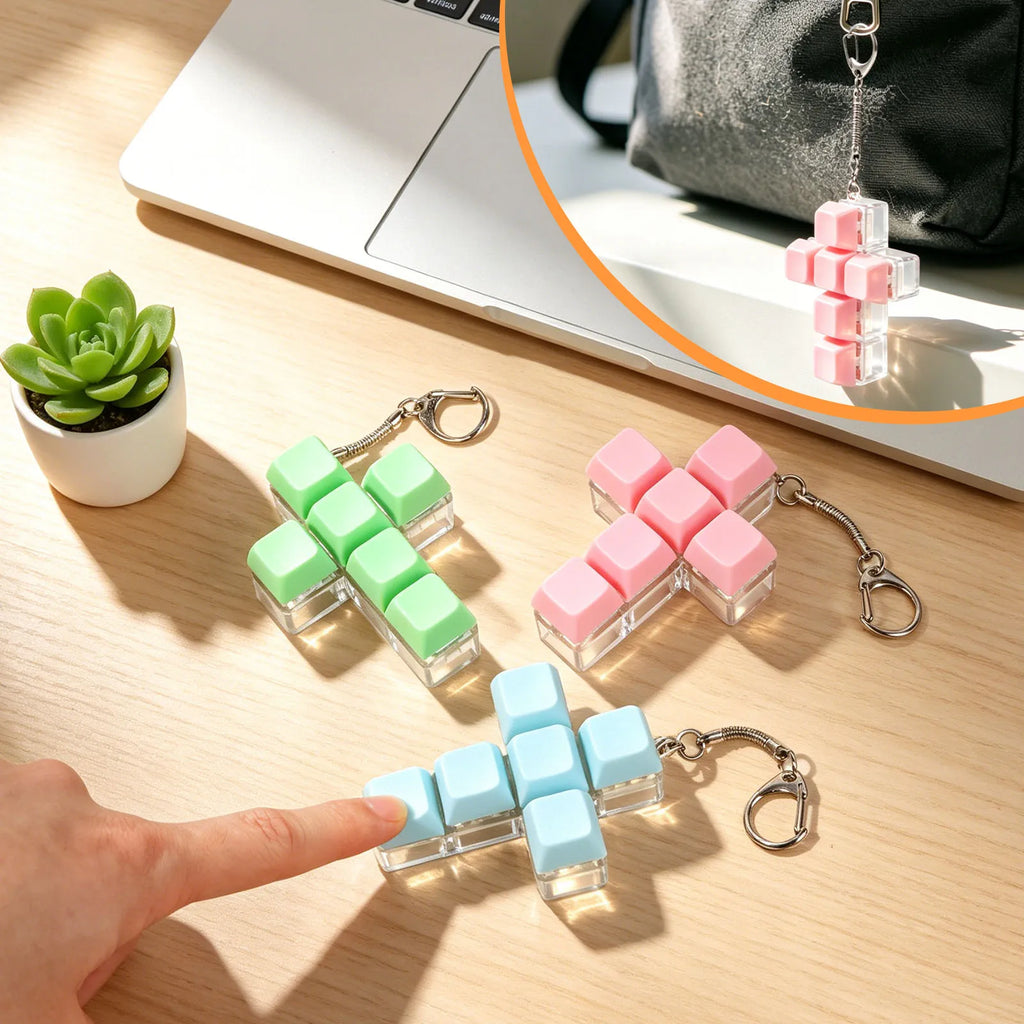 Cross Keyboard Clicker Fidget Keychain Toy 3-Pack for Adults