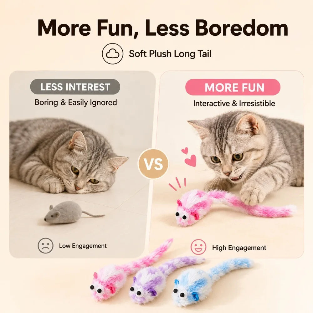 Plush Mouse Cat Toy – Interactive Indoor Kitten Teaser
