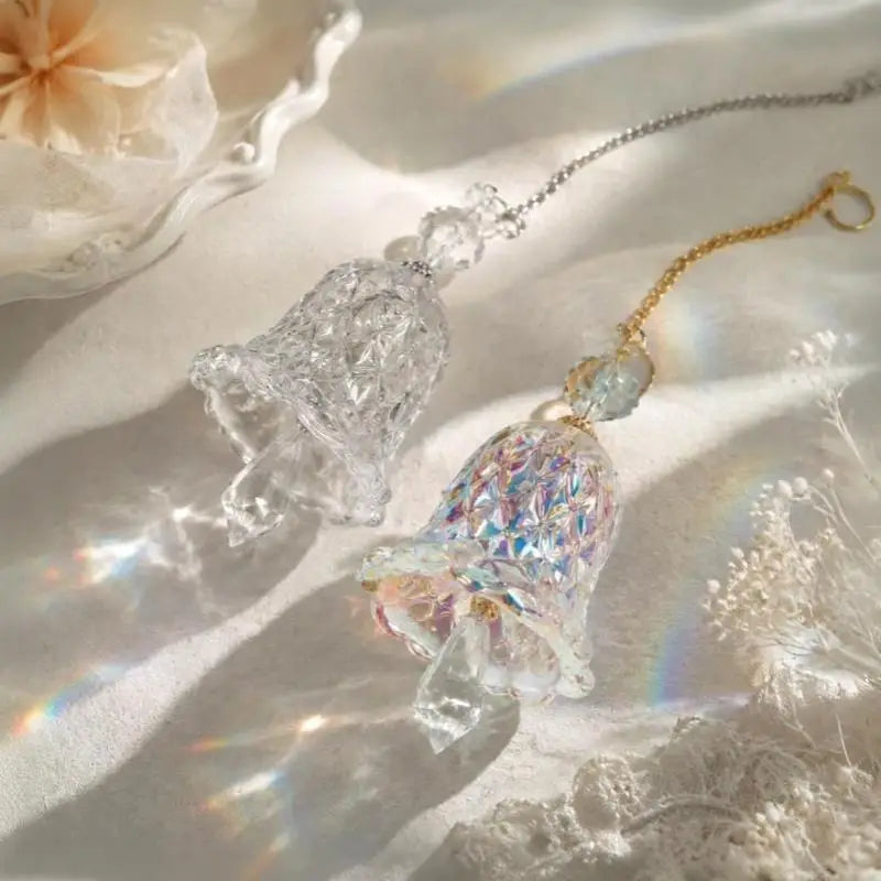 Crystal Glass Bell Wind Chime Prism Suncatcher Boho Decor Wind Chime Suncatcher Nixie