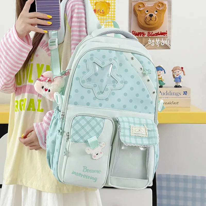 Korean Style Cute Polka Dot Backpack for Girls & Women