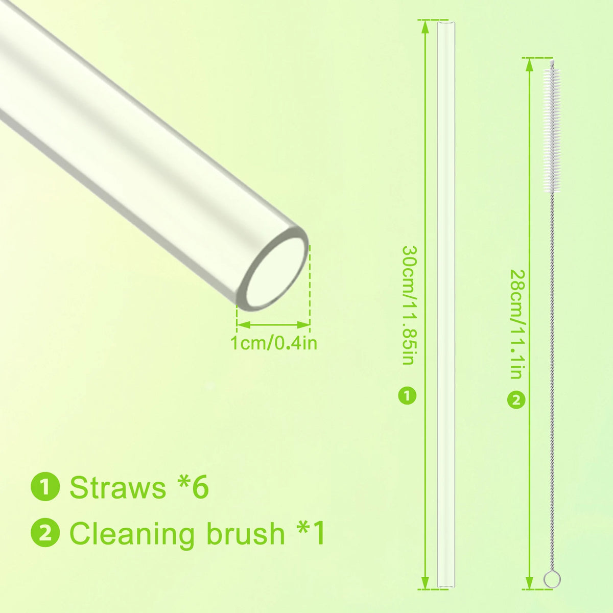 Reusable Plastic Drinking Straws 7-Piece Set with Cleaning Brush Reusable Drinking Straws Nixie