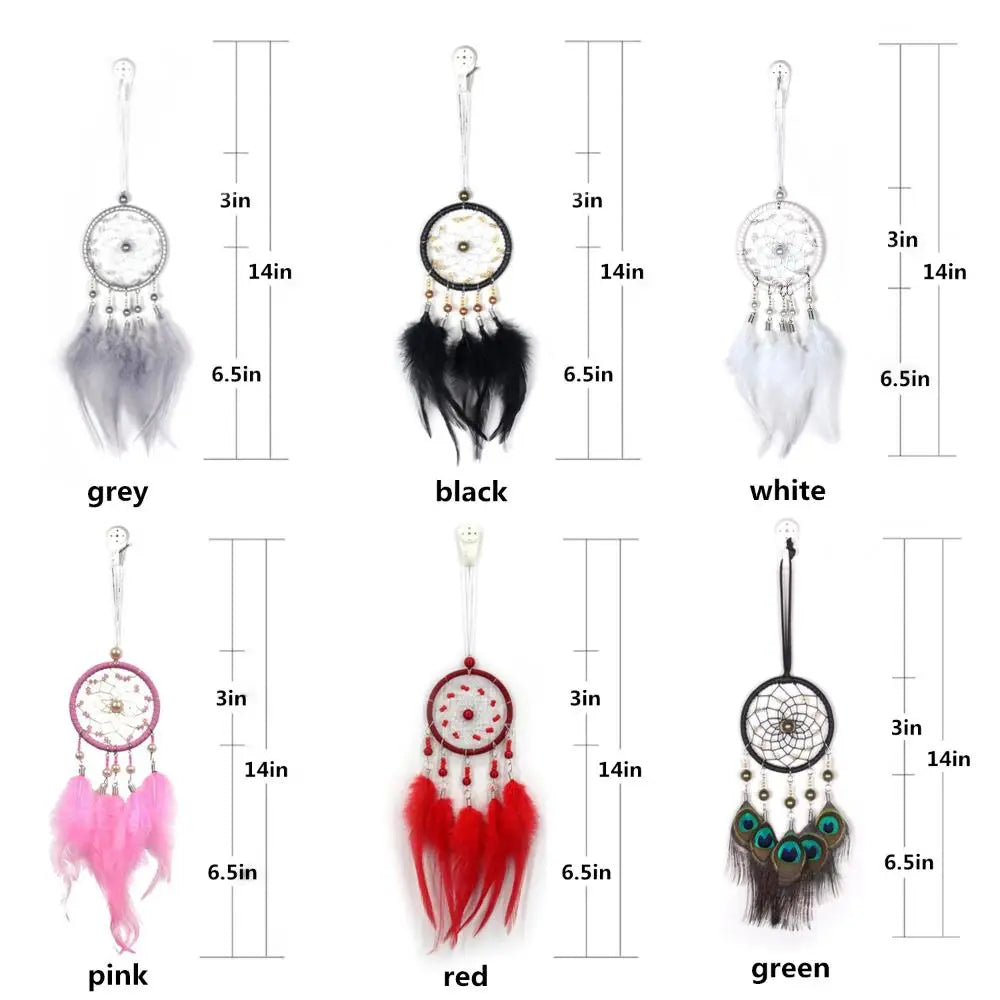 Handmade Dream Catcher Wall Hanging & Car Pendant w/ Feathers Dream Catcher Pendant Nixie