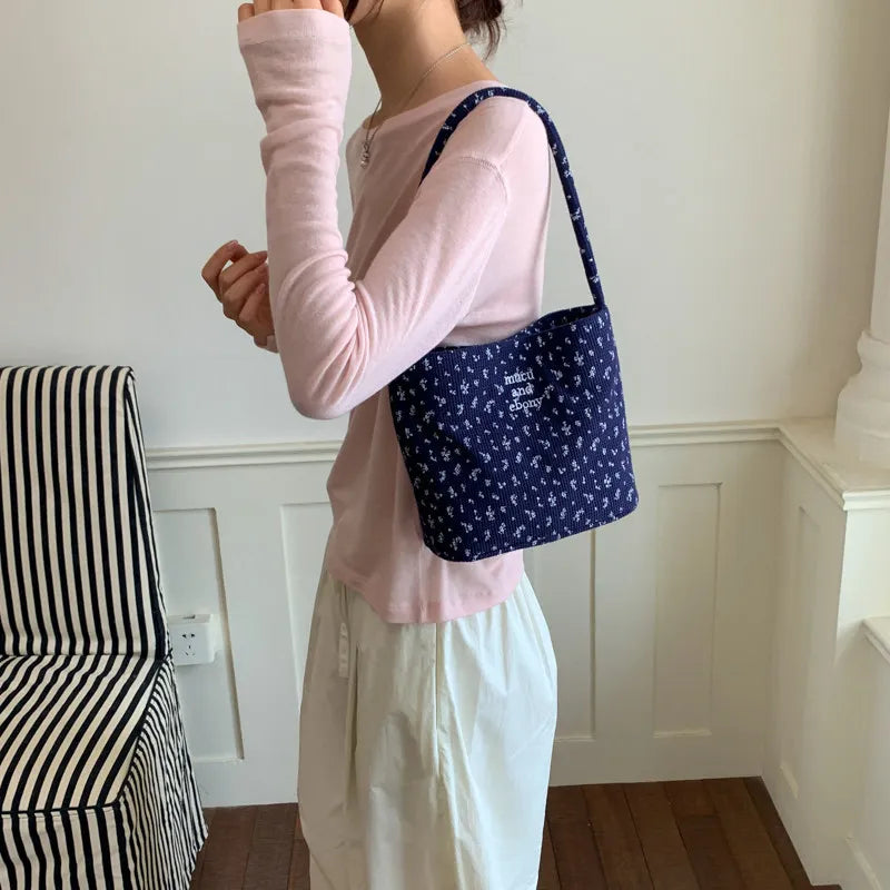 Plaid Floral Bucket Bag – Large Capacity Women's Crossbody Bucket Shoulder Bag Nixie