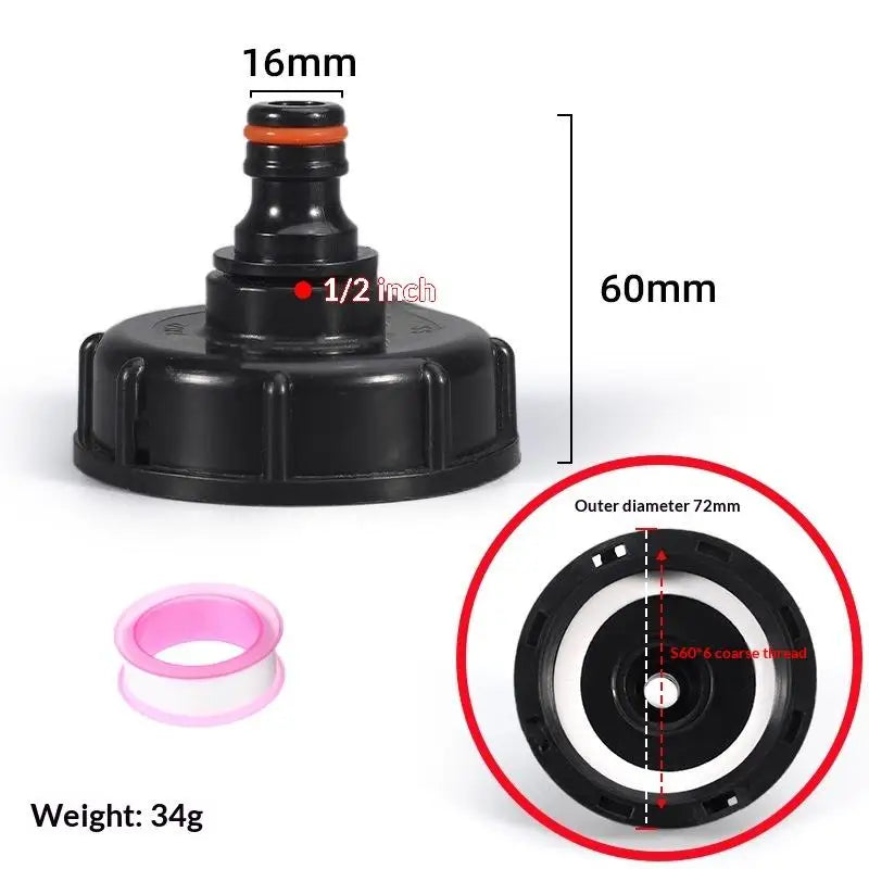 IBC Tank Valve Adapter 1/2" & 3/4" – 60mm Coarse Thread Set IBC Tank Adapter Nixie A1 4 points