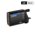 240W 5-Port USB-C PD Fast Charger – 3 Type-C & 2 USB-A Multi-Port Fast Charger Nixie Black-UK