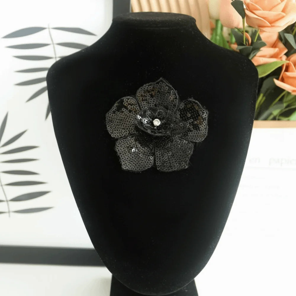 3D Sequin Beaded Lace Patches – Bridal Flower & Leaves Design Lace Applique Patch Nixie