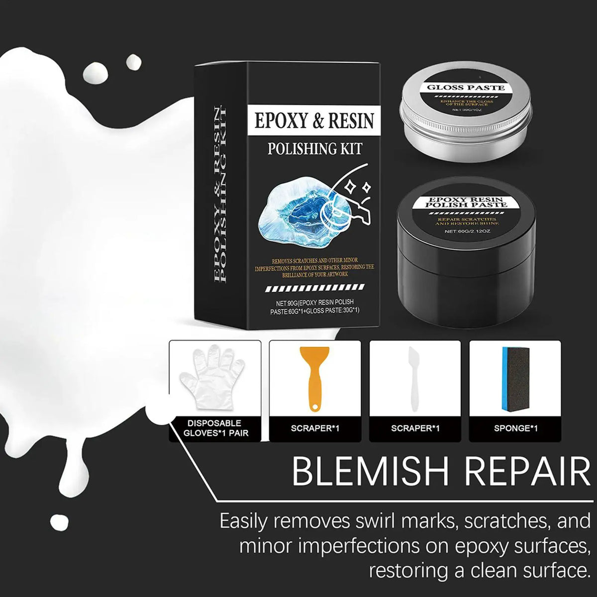 Epoxy Resin Polishing Kit – 3-Stage Scratch Buffing Compound Resin Polishing Kit Nixie
