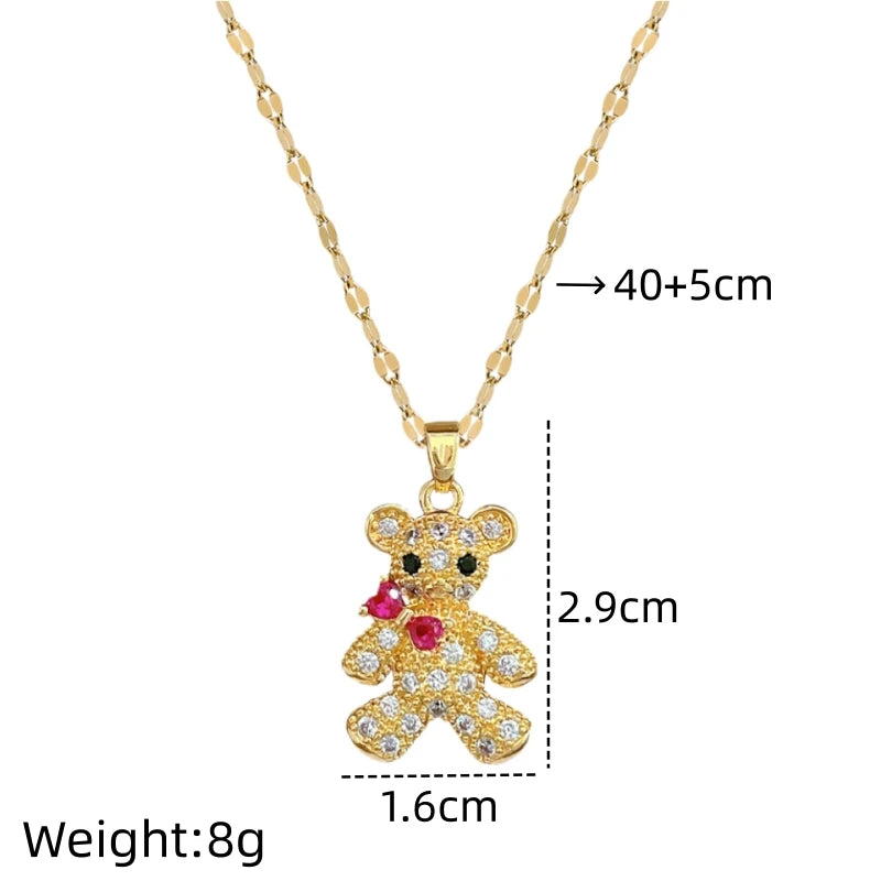 Butterfly Knot Bear Pendant Gold Choker Necklace for Women Pendant Choker Necklace Nixie XL2606-863