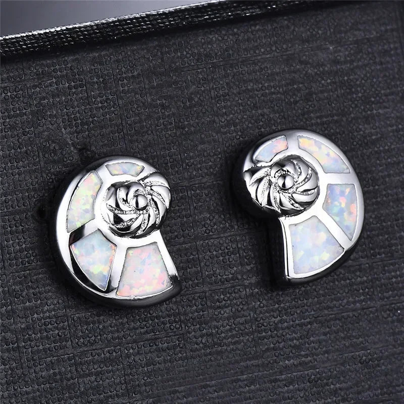 Snail-Shaped Simulated Opal Drop Earrings | Crystal Accents Drop Earrings Nixie