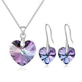 Women's Silver Purple Zircon Heart Necklace & Earrings Set Jewelry Set Nixie VIOLET