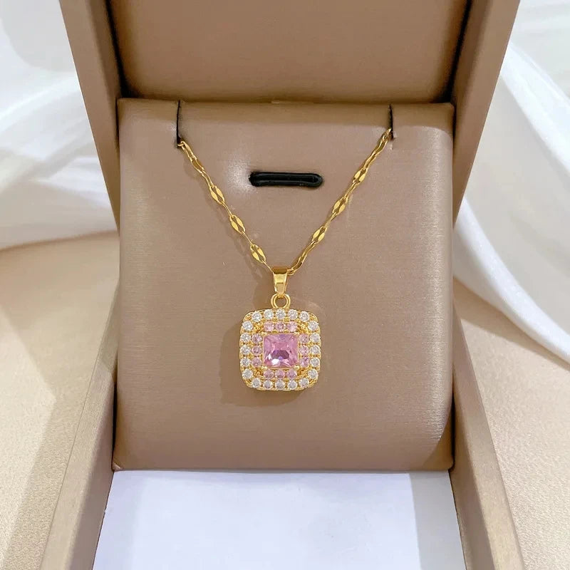 Gold-Plated Geometric Square Pendant Necklace for Women Pendant Necklace Nixie