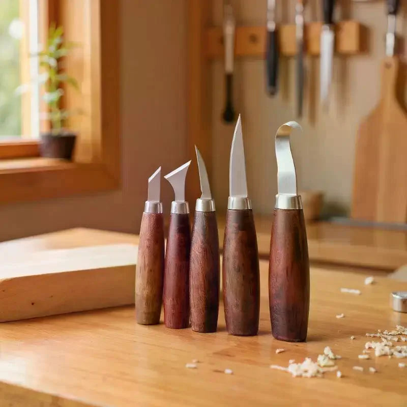5-Piece Wood Carving Chisel Set – DIY Whittling Knife Kit