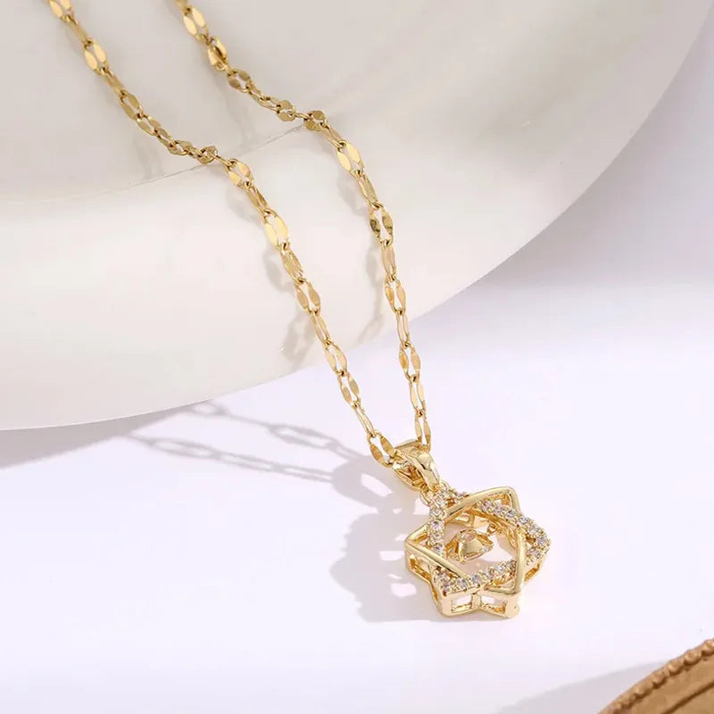 Crown Triangle Copper Pendant Stainless Steel Necklace | Gold Pendant Necklace Nixie