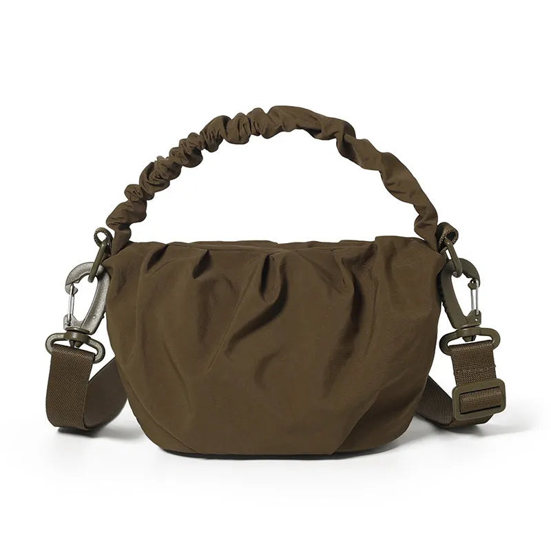 Korean Nylon Crossbody Bag – Pleated Unisex Shoulder Bag Crossbody Shoulder Bag Nixie Brown