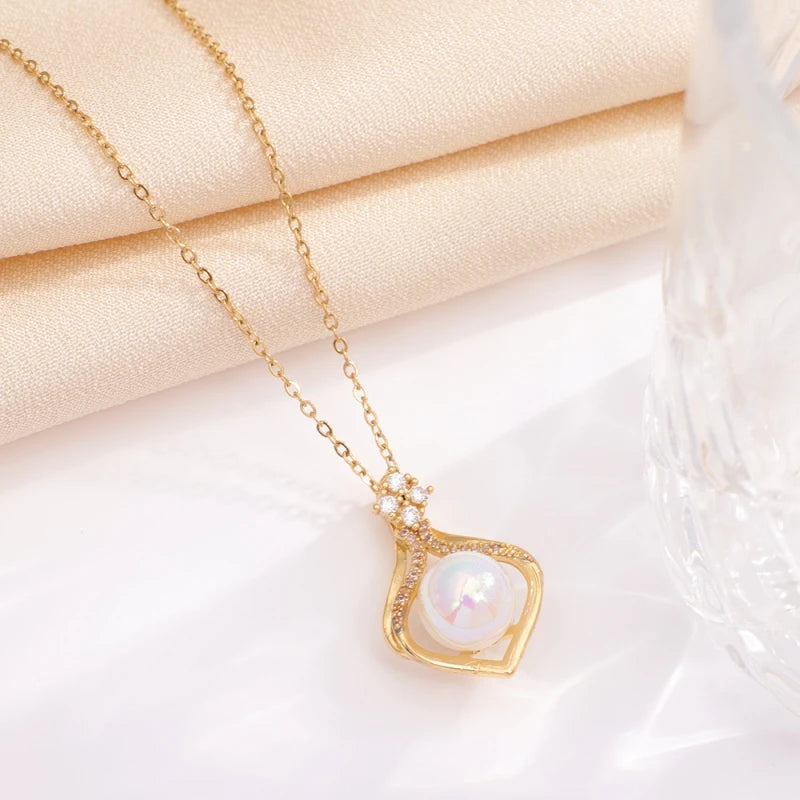 Elegant Mermaid Pendant Necklace | Women's Gold Collarbone Chain Pendant Necklace Nixie