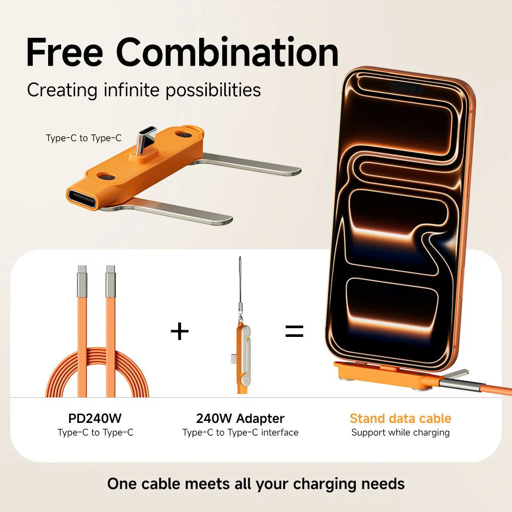 2-in-1 USB-C Cable & Phone Stand 240W Fast Charging | Nixie USB-C Charging Cable Nixie