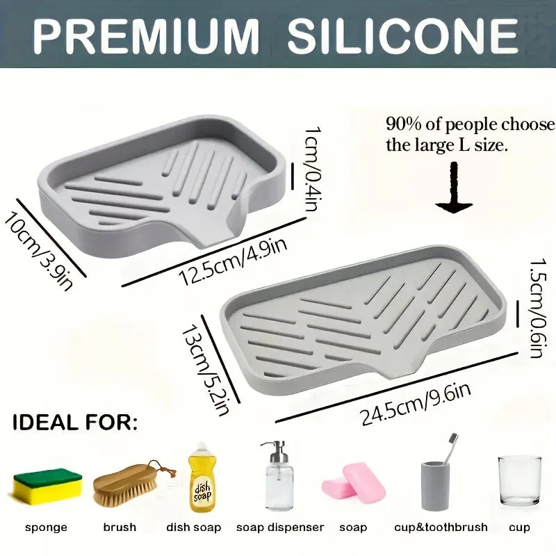 Silicone Faucet Mat – Sink Tray, Soap & Sponge Drain Pad Silicone Sink Mat Nixie