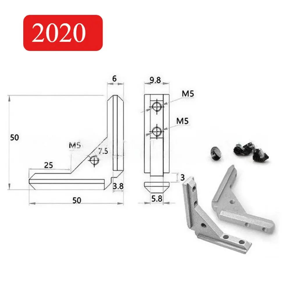 Aluminum Profile Angle Slot Connector L Bracket 2020 3030 4040 Profile Corner Bracket Nixie