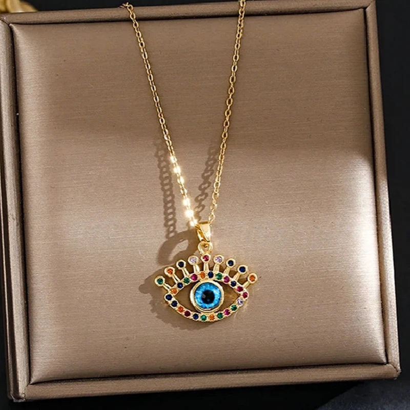 Devil's Eye Zircon Pendant Necklace – Unisex Collarbone Chain Pendant Necklace Nixie