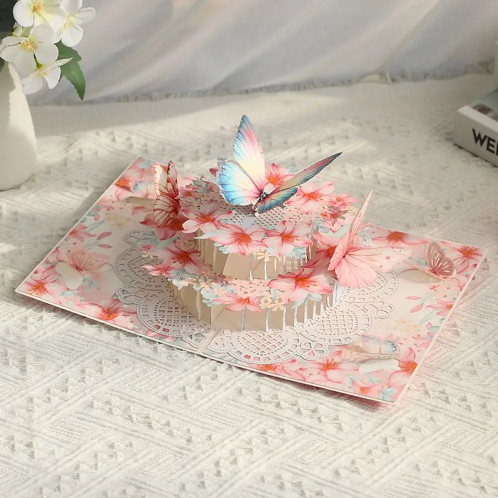 3D Pop-Up Butterfly Flower Birthday Card with Envelope Pop-Up Greeting Card Nixie