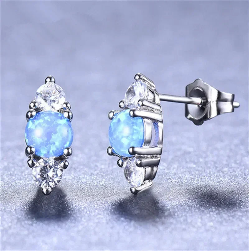 Blue Simulated Opal Drop Earrings | Zinc Alloy Fashion Jewelry Drop Earrings Nixie