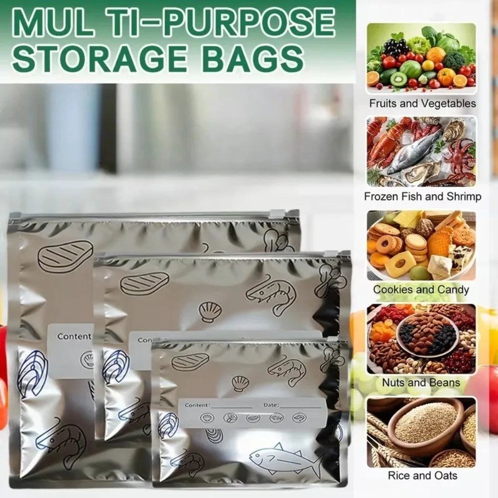 35Pcs Aluminum Foil Resealable Zipper Bags – Freezer & Air Fryer Food Storage Bags Nixie
