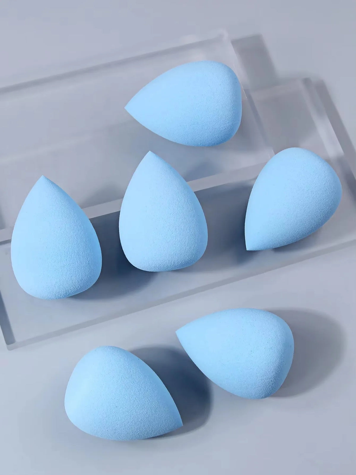 Blue Teardrop Makeup Puff Set – 6 Pc Non-Latex Sponges Makeup Sponge Set Nixie Blue