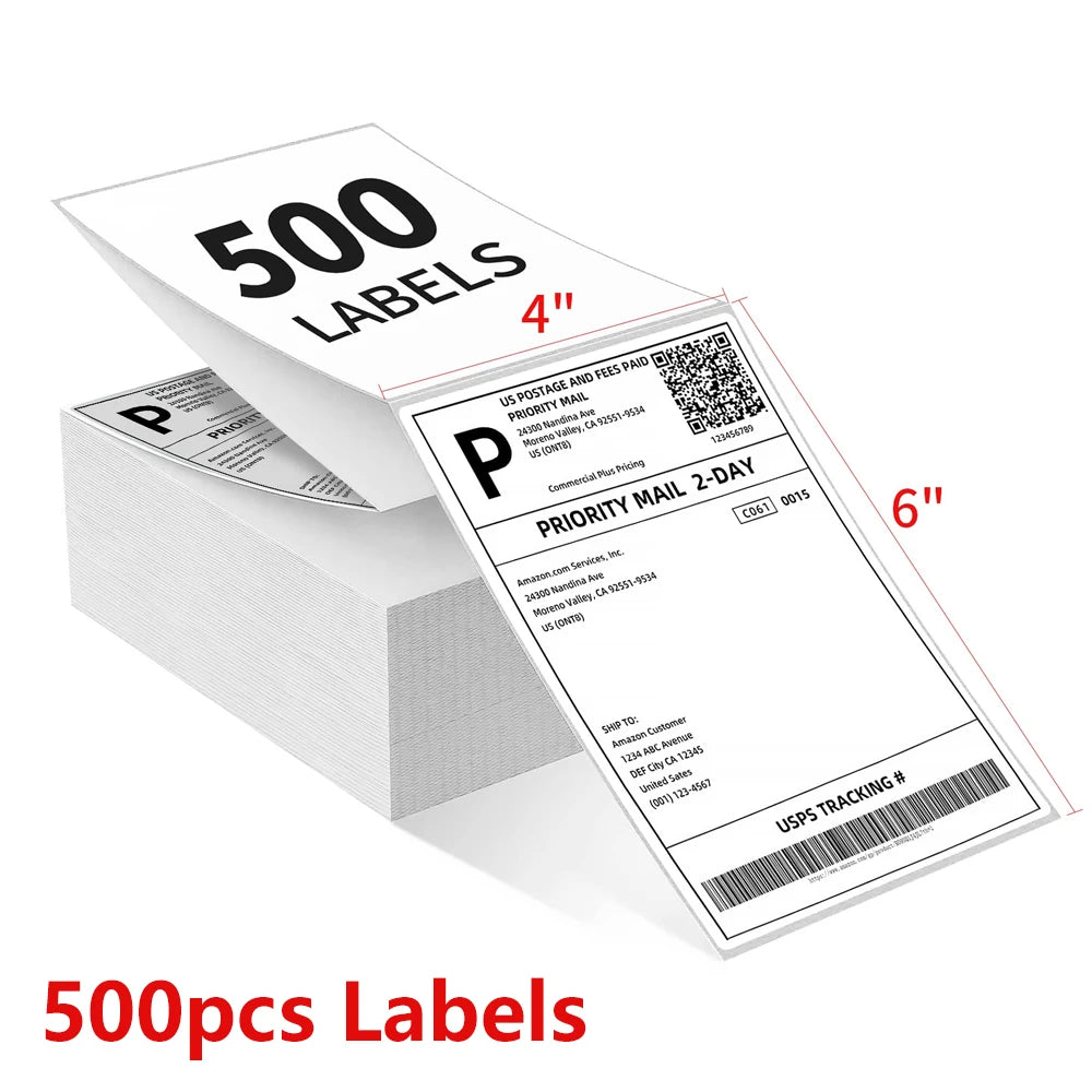4x6" Thermal Shipping Labels 100x150mm – 500 Sheets Fanfold Thermal Shipping Labels Nixie 500 sheets Label