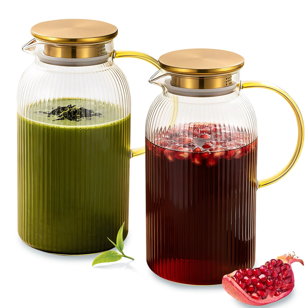 2L Borosilicate Glass Pitcher with Lid – BPA-Free Water Jug Glass Water Pitcher Nixie