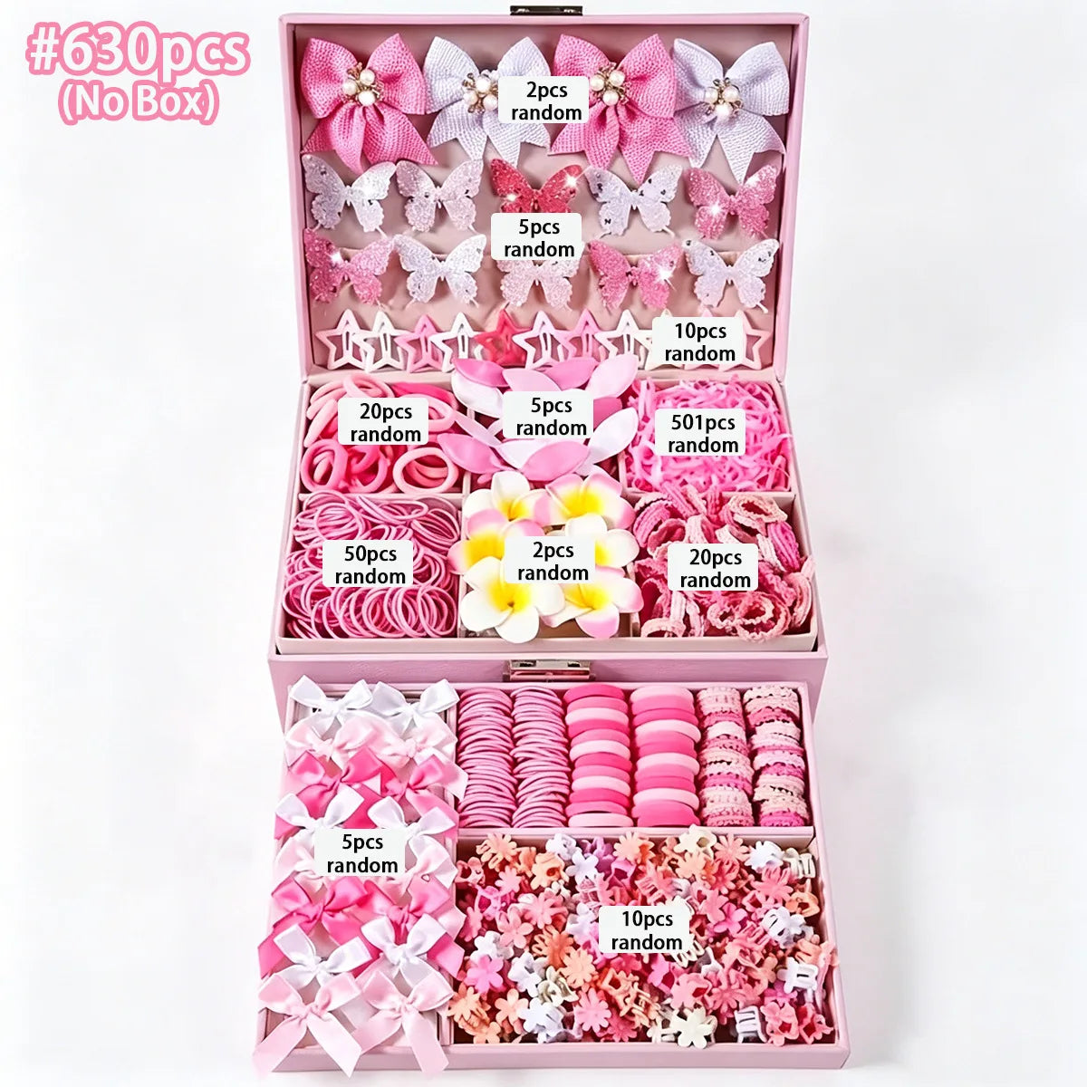 630PCS Girls Hair Accessories Set – Clips, Ties & Barrettes Kids Hair Accessories Nixie 630pcs-No box